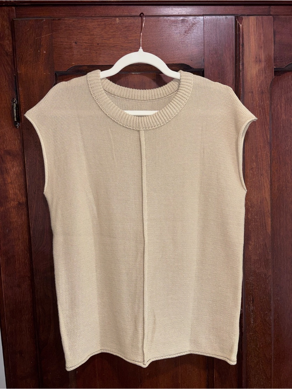 Sleeveless Knit Top in Beige